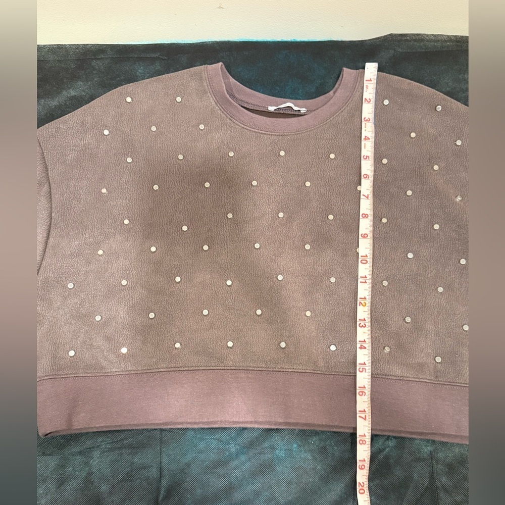 🔥Zara Women’s Stud Gray Basic Sweatshirt Size S EC🔥 - Picture 4 of 5